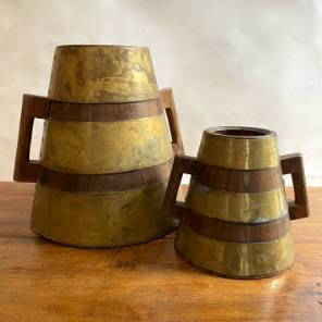 2 Brass Banded Wooden Grain Measures 